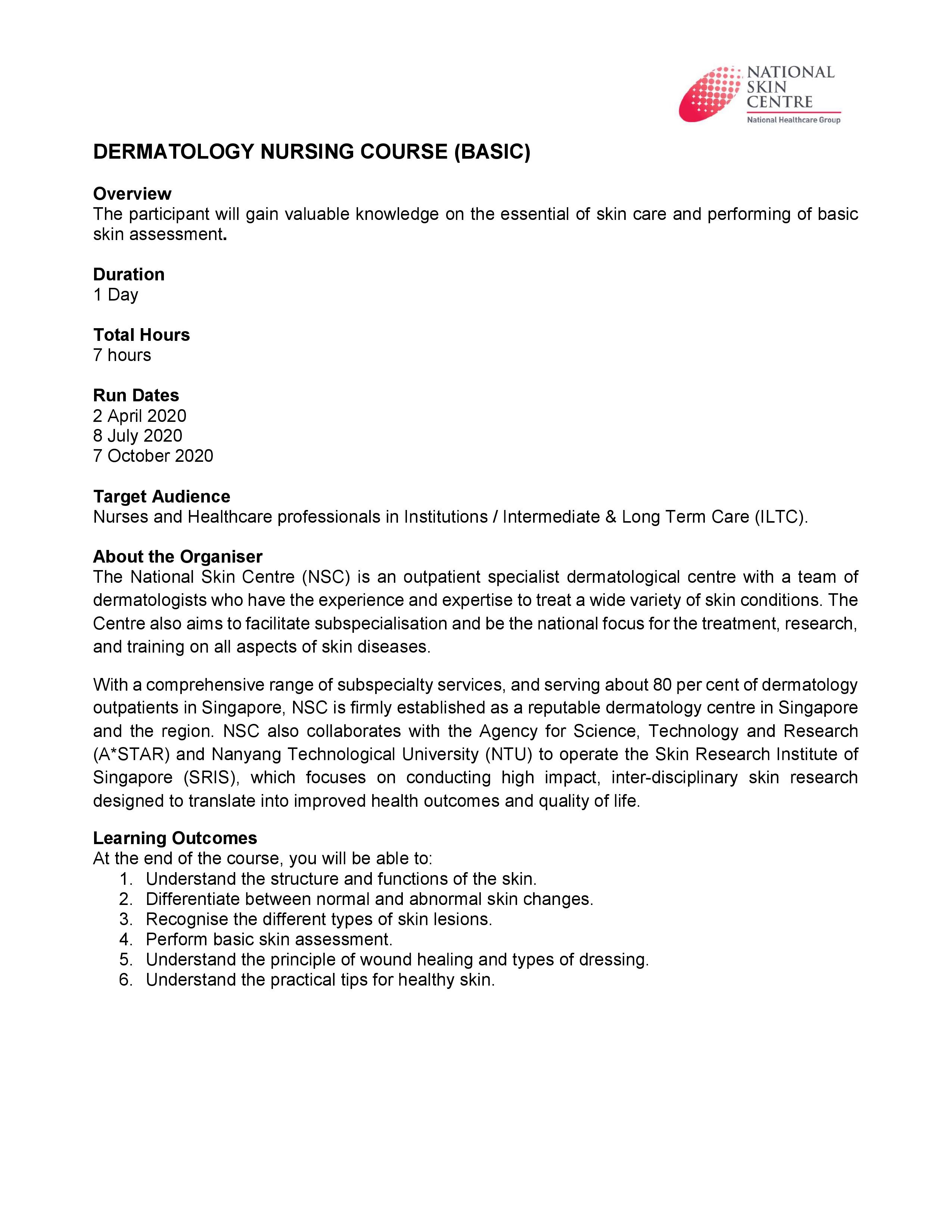 Dermatology Nursing Course (Basic) page 1